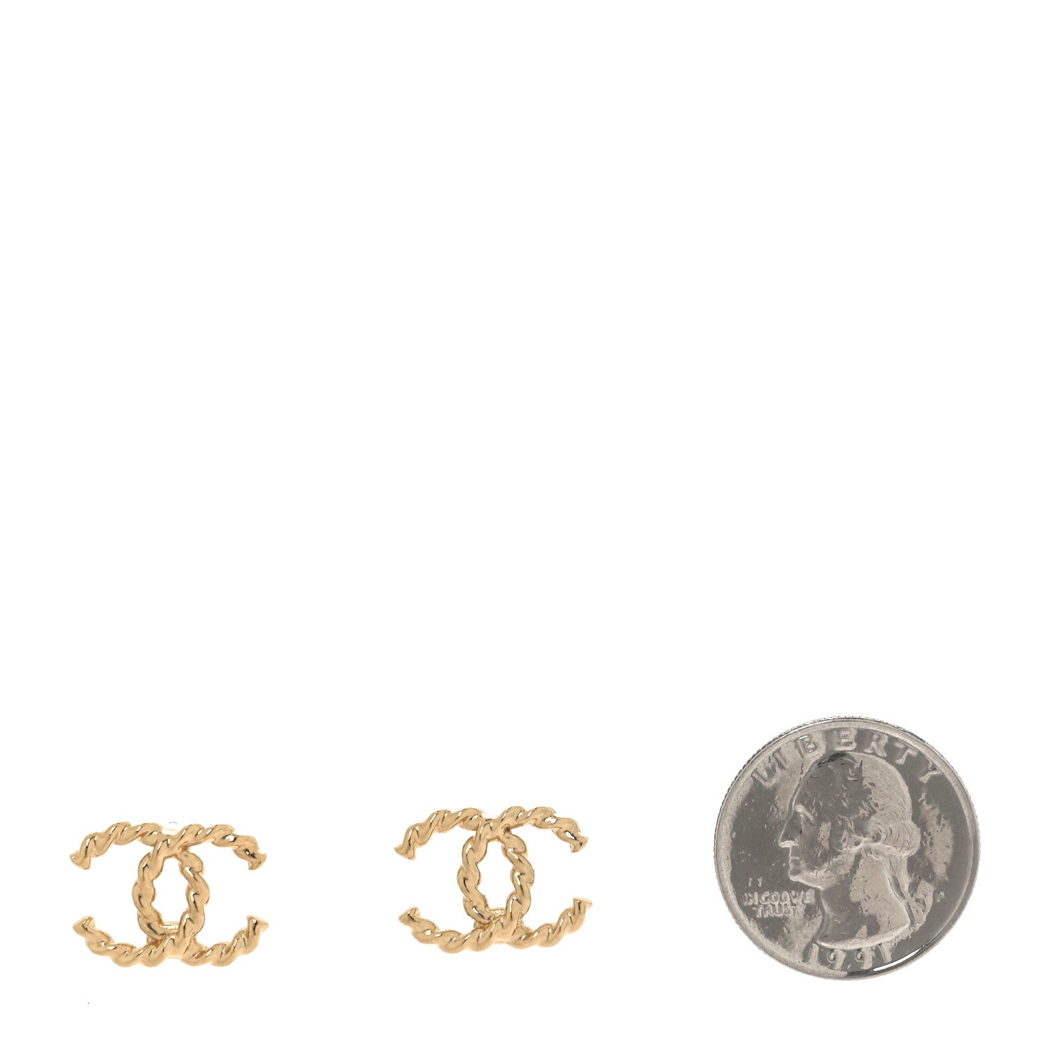 Chanel Twisted CC Earrings Light Gold 2 of 5