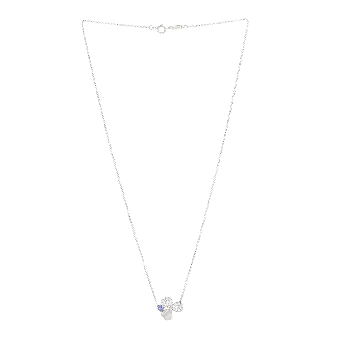 Platinum Diamond Tanzanite Paper Flowers Pendant Necklace