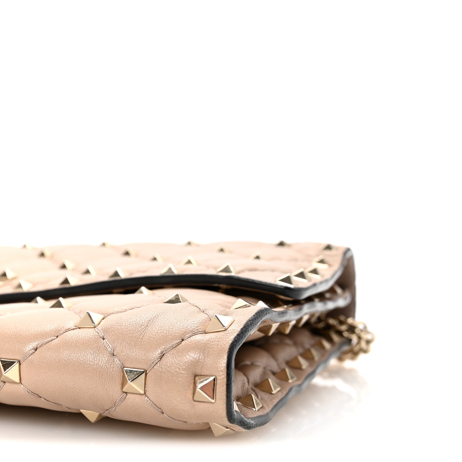 Valentino Garavani Lambskin Rockstud Spike Wallet on Chain Poudre 9 of 9