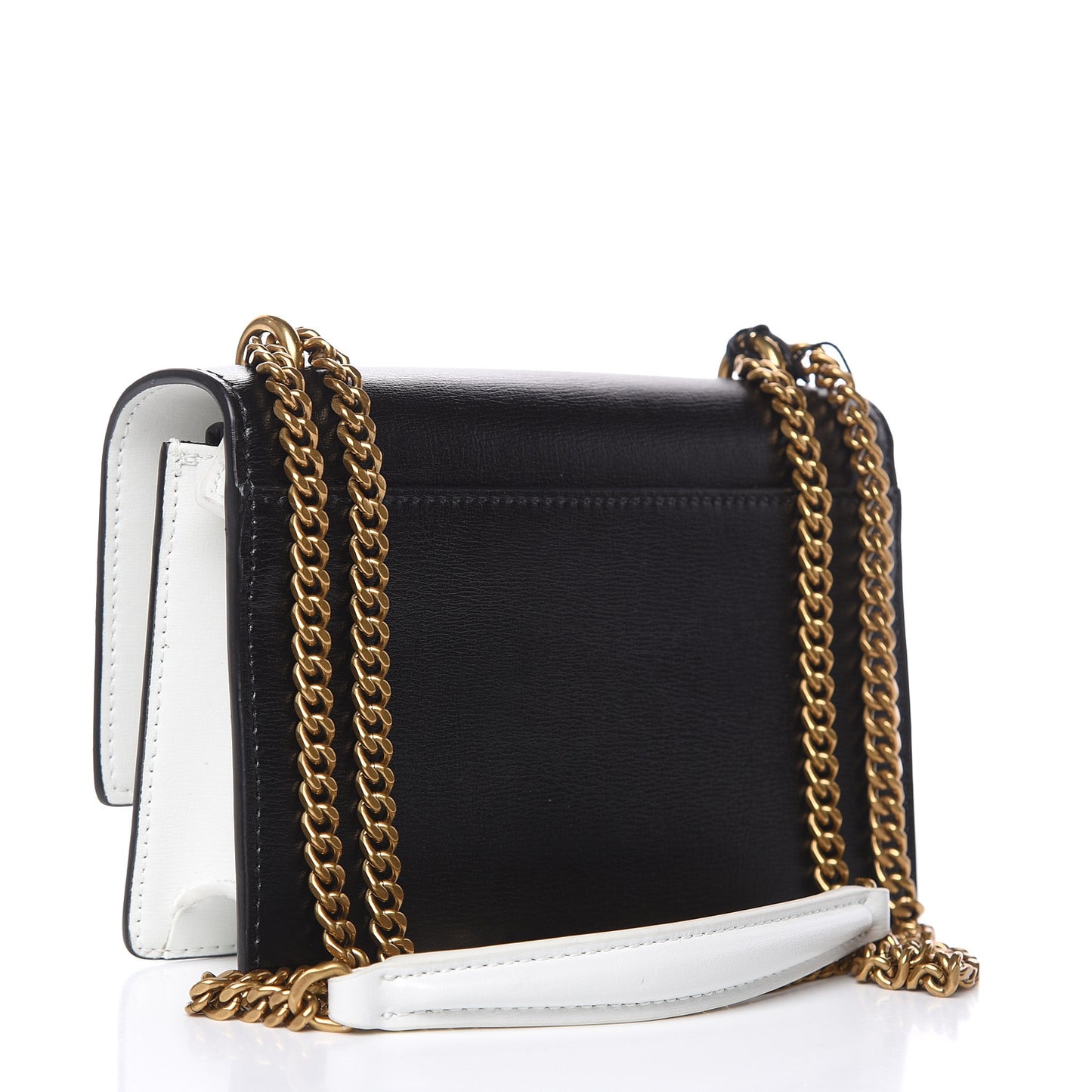 New Aspen Calfskin Bi-Color Monogram Sunset Chain Wallet Black Dirty White