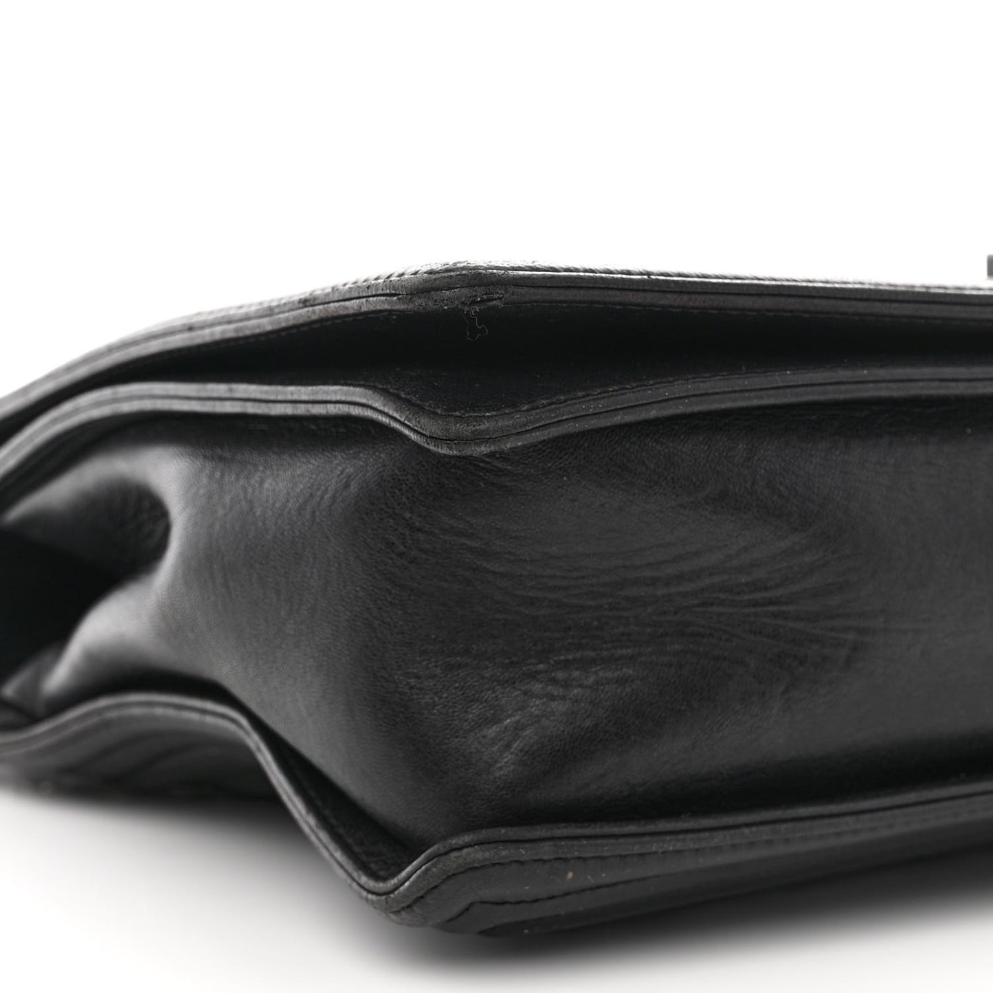 Calfskin Quilted Large Boy Flap Black