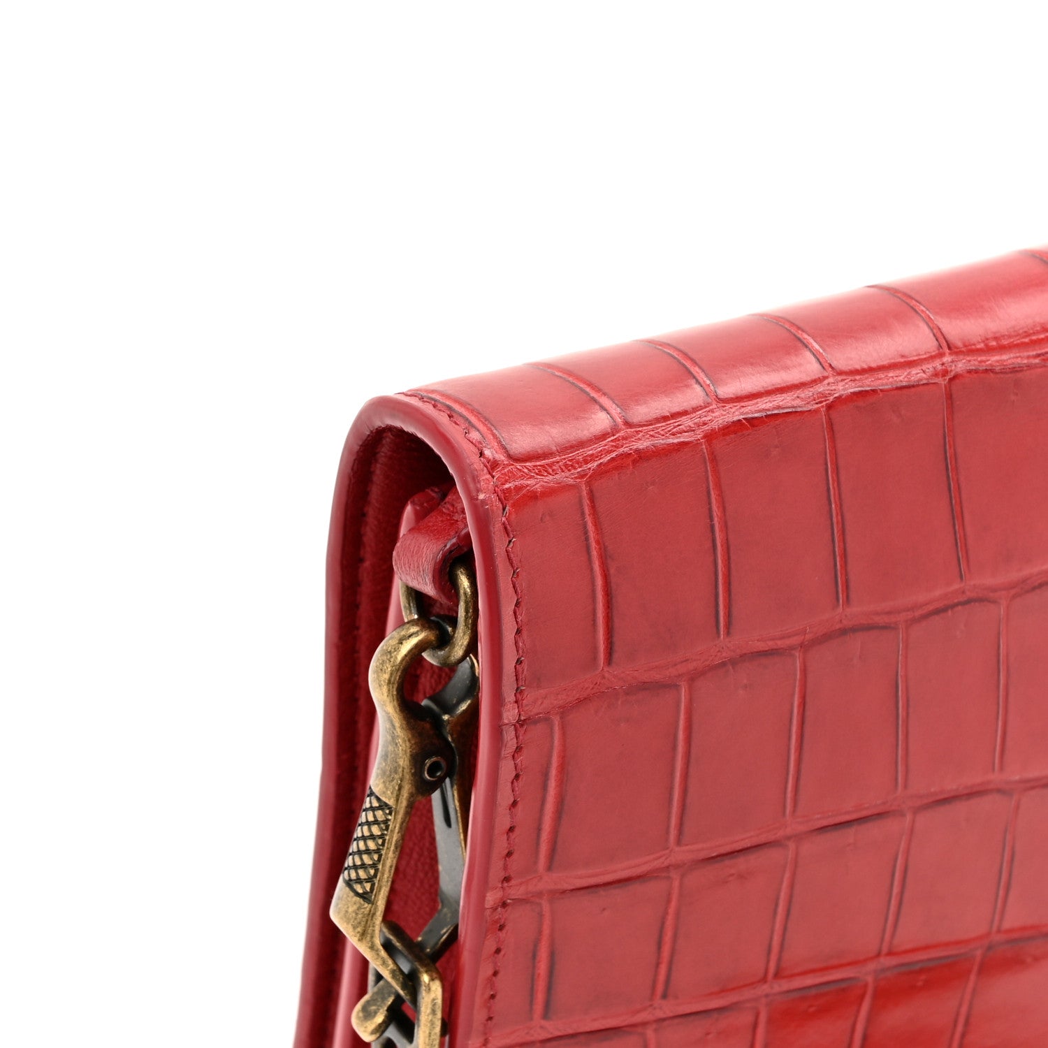 Bottega Veneta Crocodile Chain Wallet Red 1647088 – FASHIONPHILE