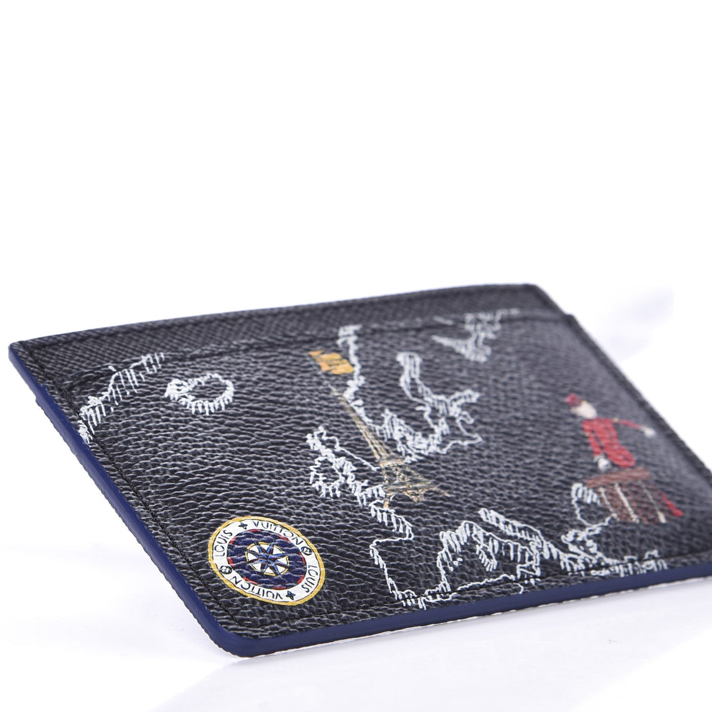 Damier Graphite World Map Porte Cartes Simple