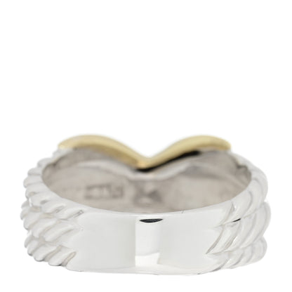 David Yurman DAVID YURMAN Sterling Silver 14k Yellow Gold X Triple Row Ring 7 3 of 4