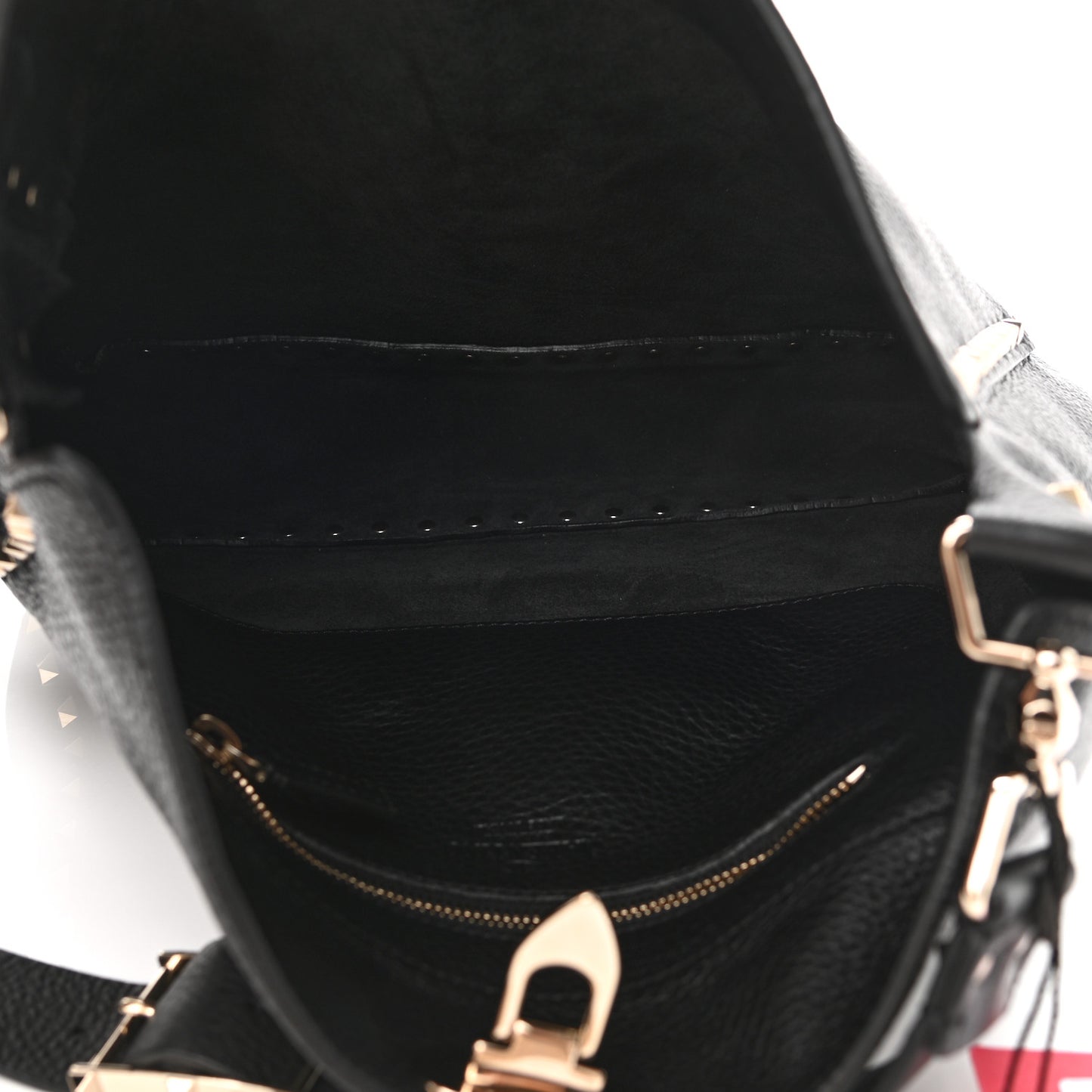 Pebbled Calfskin Large Rockstud Flip-Lock Messenger Bag Black