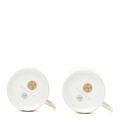 Hermes Porcelain Mosaique Au 24 Gold Coffee Cup and Saucer Set of 2 5 of 9