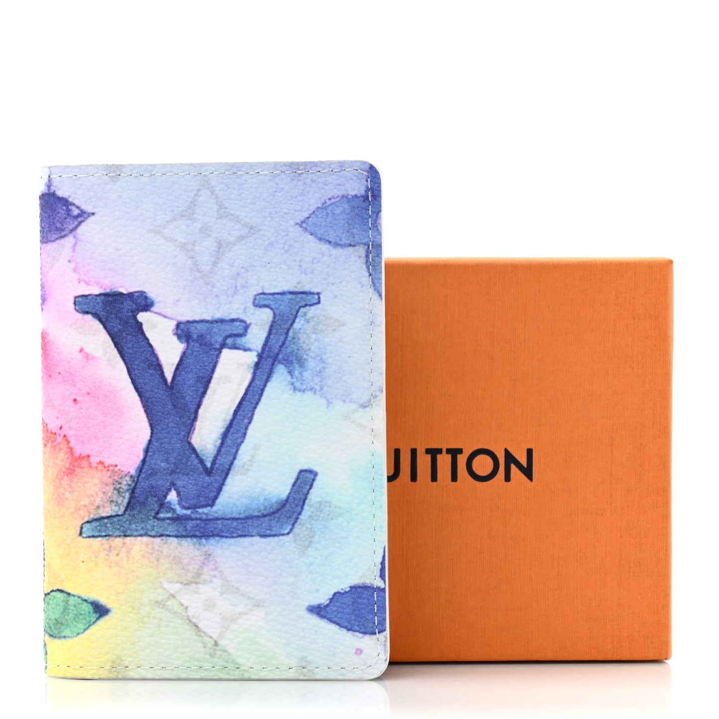 Monogram Watercolor Pocket Organizer NM Multicolor