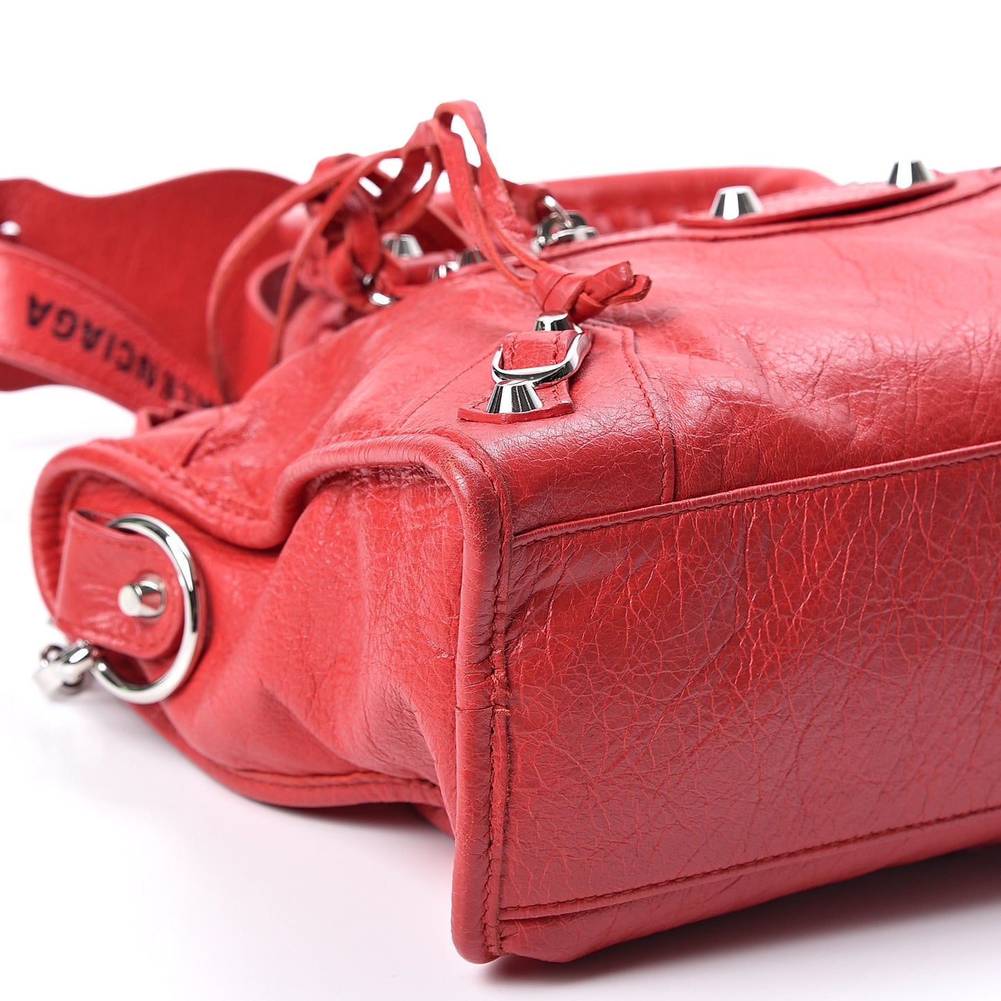 Agneau Arena Classic Silver Hardware S City Logo Strap Rouge Cardinal Black