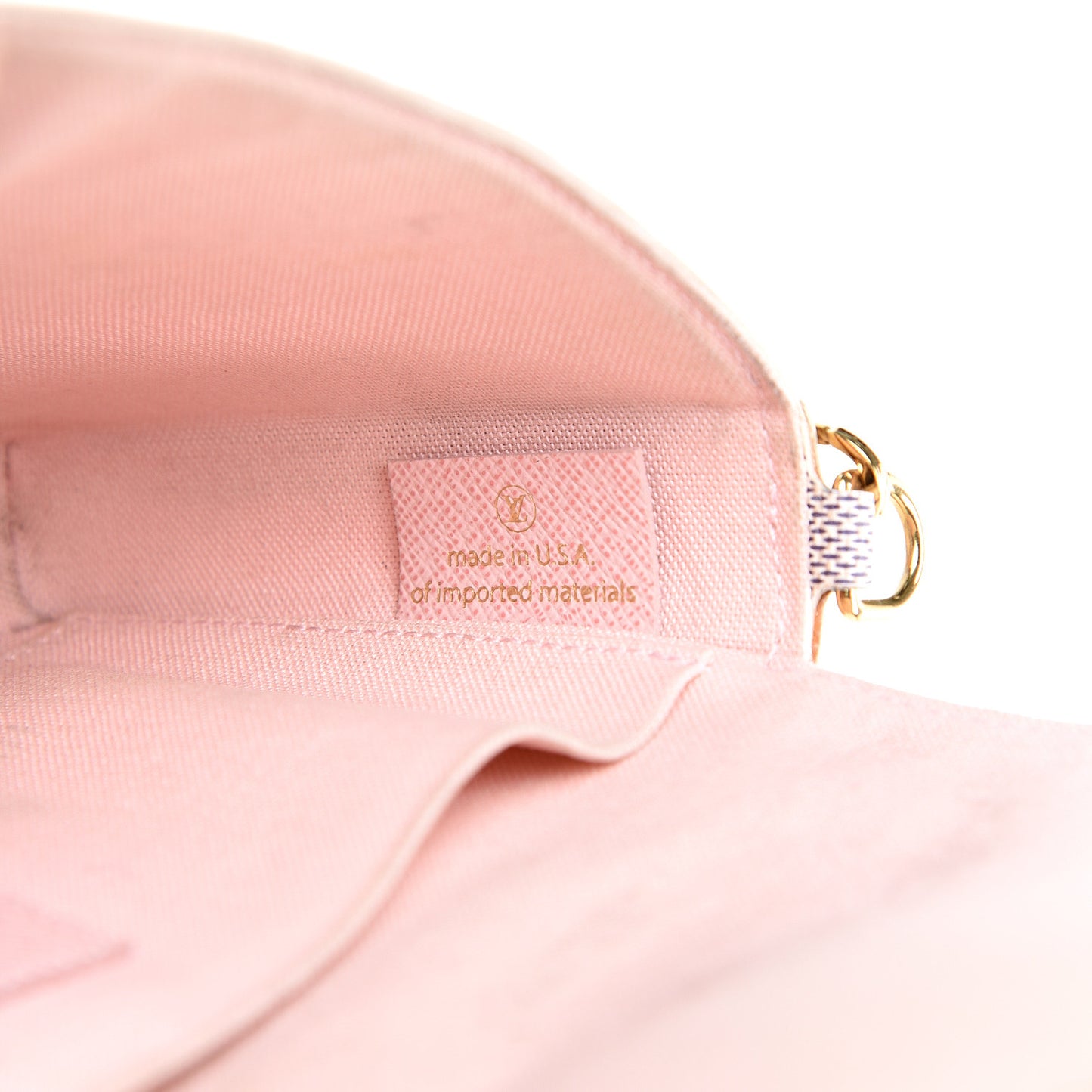 Damier Azur Pochette Felicie Chain Wallet Rose Ballerine