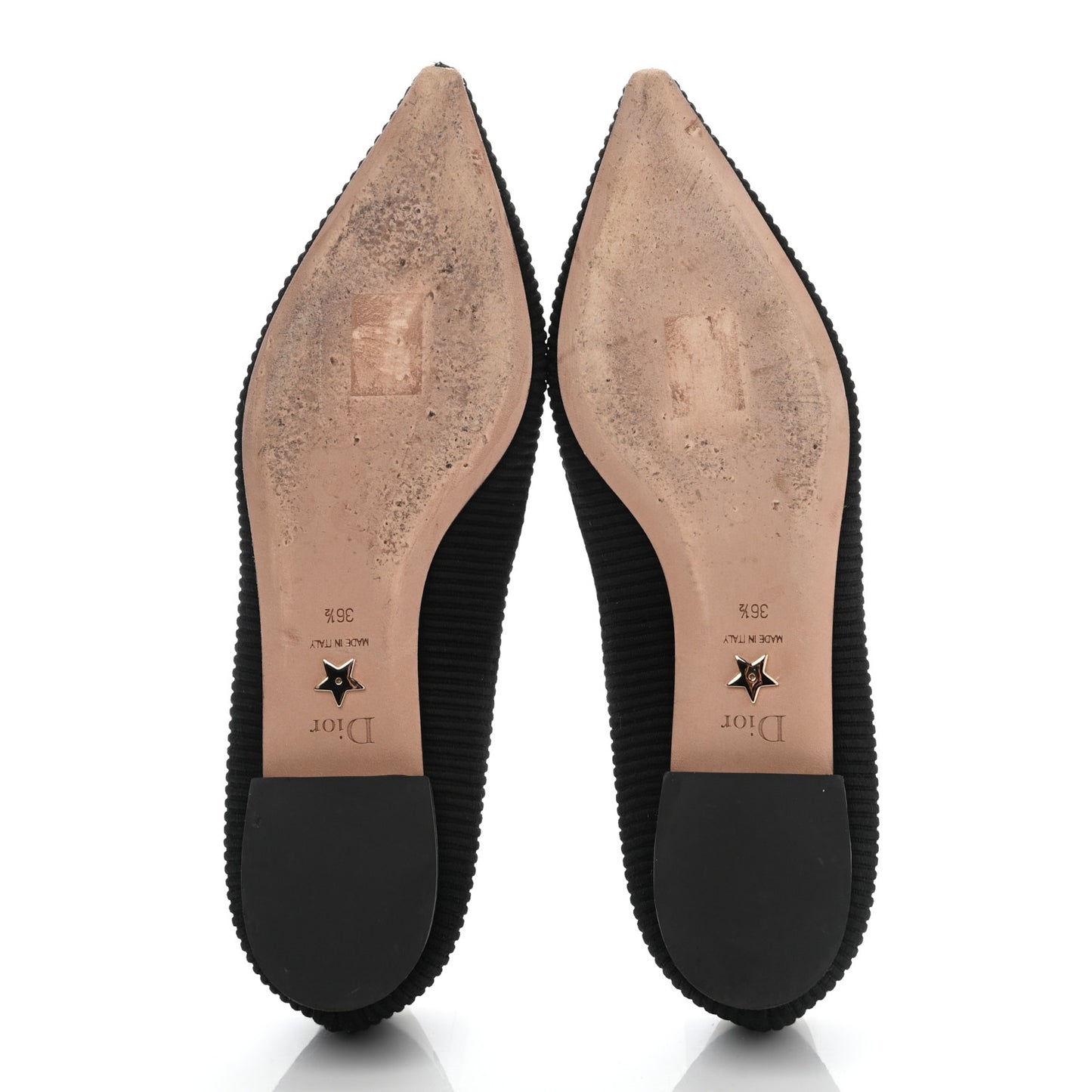Fabric Ribbon Embroidered J'Adior Ballet Flats 36.5 Black