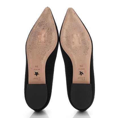 Christian Dior Fabric Ribbon Embroidered J'Adior Ballet Flats 36.5 Black 5 of 10