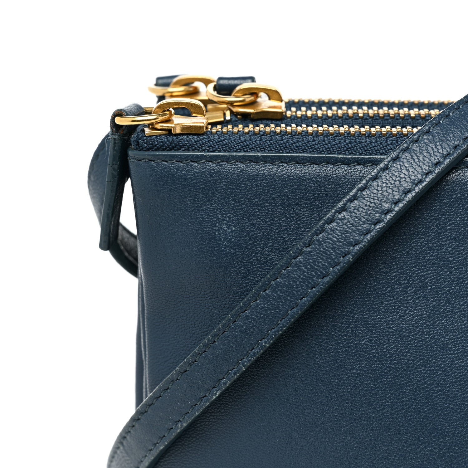 Celine Lambskin Large Trio Crossbody Metallic Blue 9 of 10