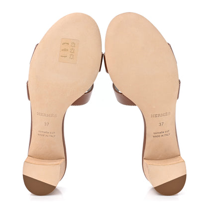 Hermes Calfskin Oasis Sandals 37 Gold 5 of 9