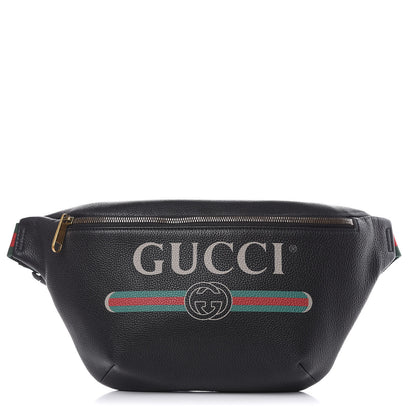 Gucci Grained Calfskin Logo Belt Bag Black 1 of 9
