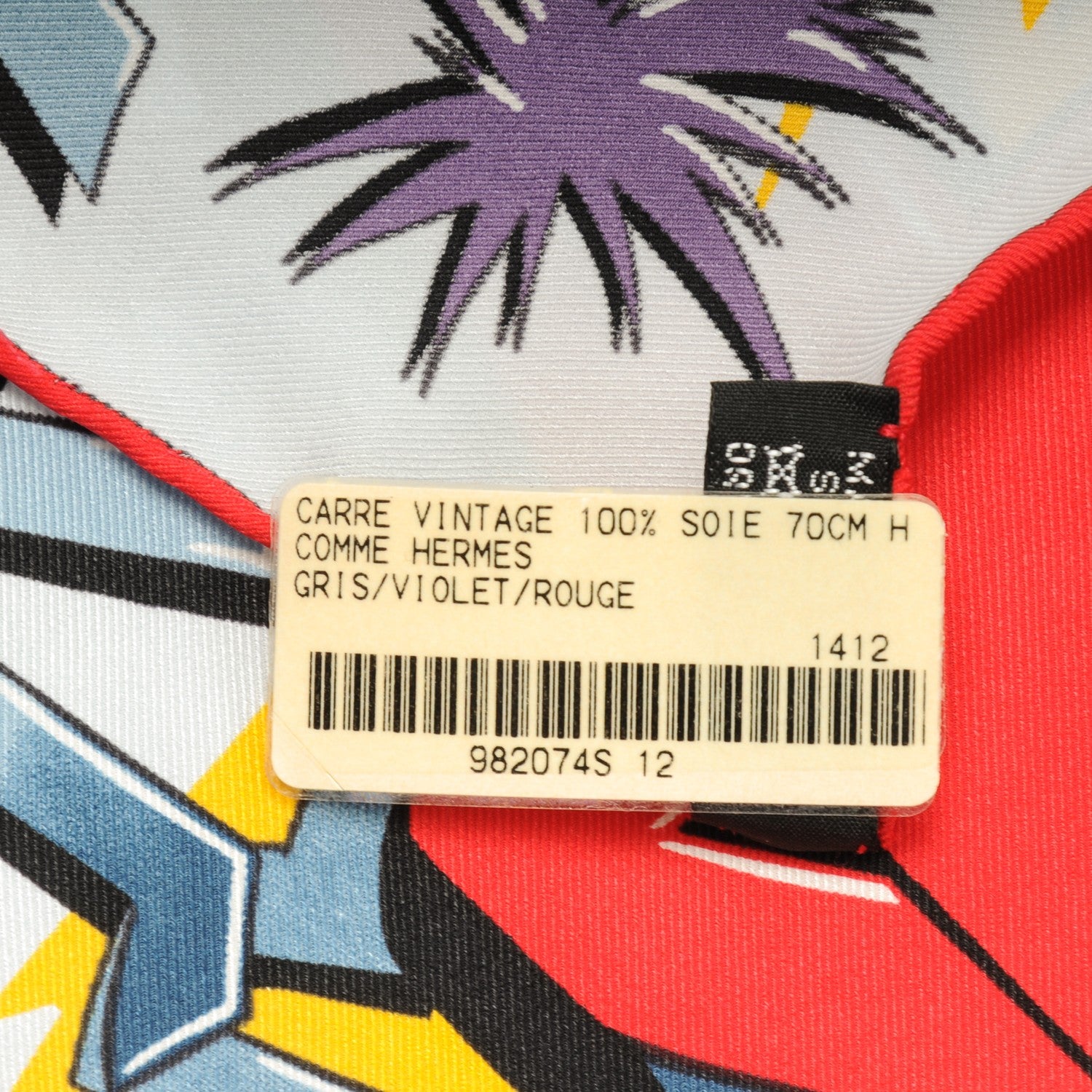 Hermes Silk H Comme Scarf 70 Gris Violet Rouge 4 of 5