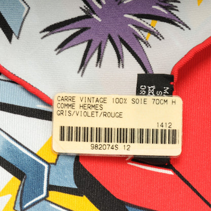Hermes Silk H Comme Scarf 70 Gris Violet Rouge 4 of 5