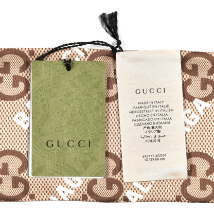 Gucci X BALENCIAGA Silk Twill Maxi GG Monogram GG B Neck Bow Scarf Beige White 2 of 3