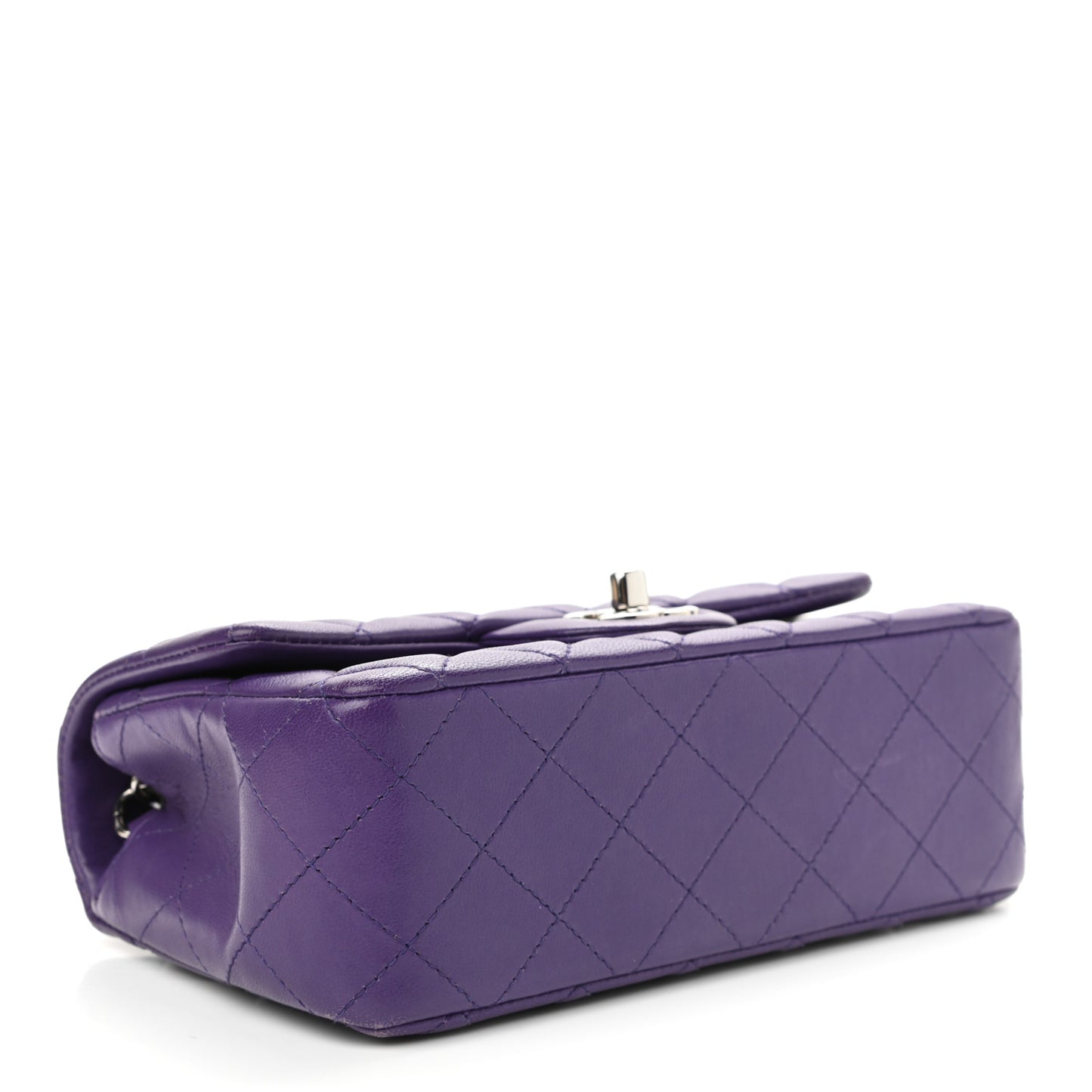 Lambskin Quilted Mini Rectangular Flap Purple