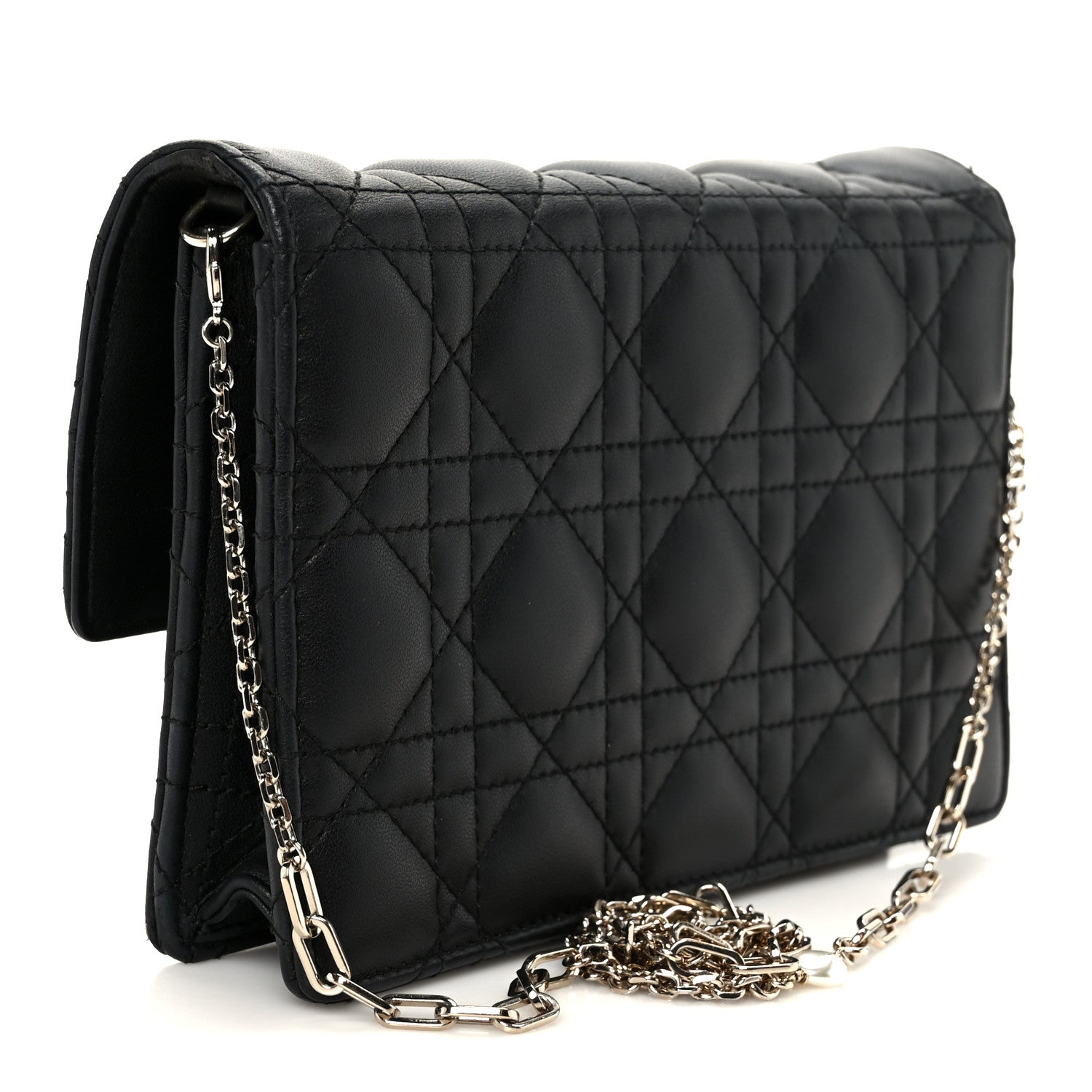 Christian Dior Lambskin Cannage Chain My Dior Daily Chain Pouch Black 3 of 11