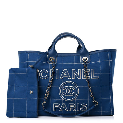 Chanel Cotton Medium Deauville Tote Blue White 1 of 12