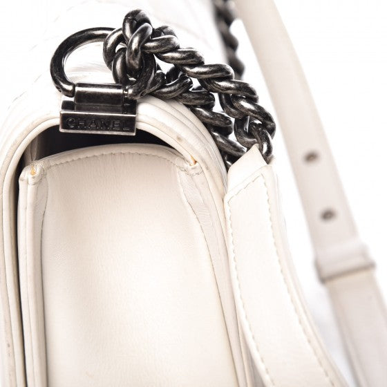 Chanel Calfskin Double Stitch Medium Boy Flap White 9 of 16