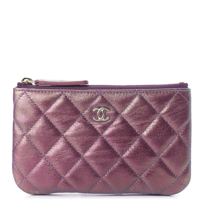 Chanel Iridescent Lambskin Quilted Small Cosmetic Case Purple 1 of 8