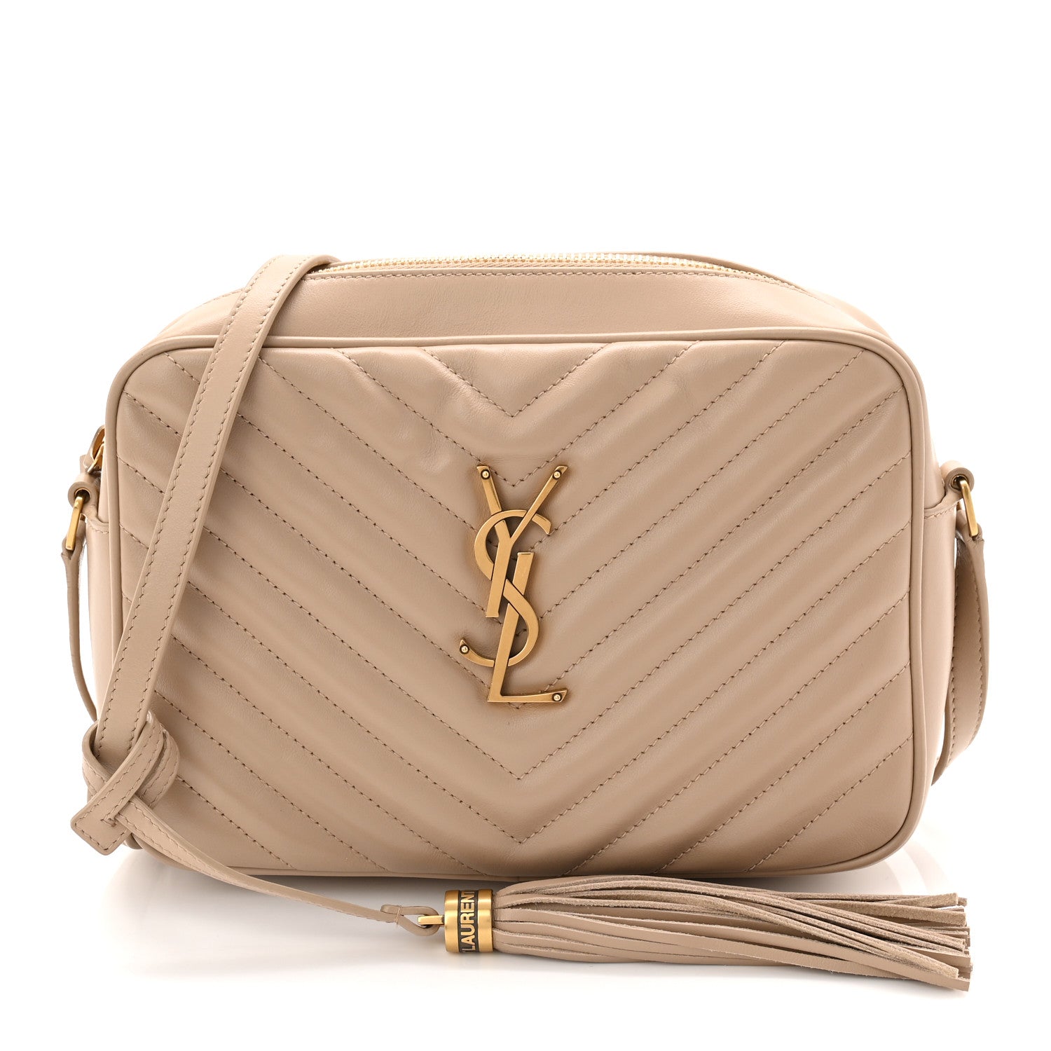 Saint Laurent Calfskin Matelasse Monogram Lou Camera Bag Dark Beige 1 of 10