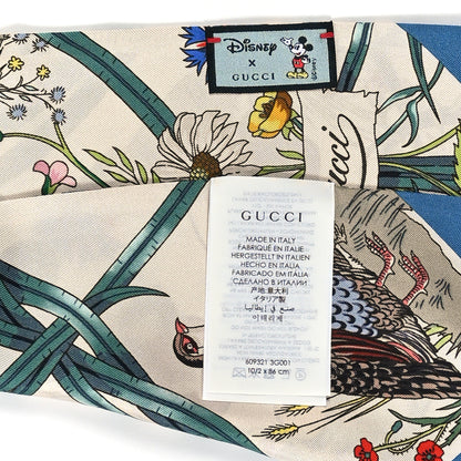 Gucci X DISNEY Silk Twill Mickey Lac Neck Bow Scarf Ivory Blue 3 of 3