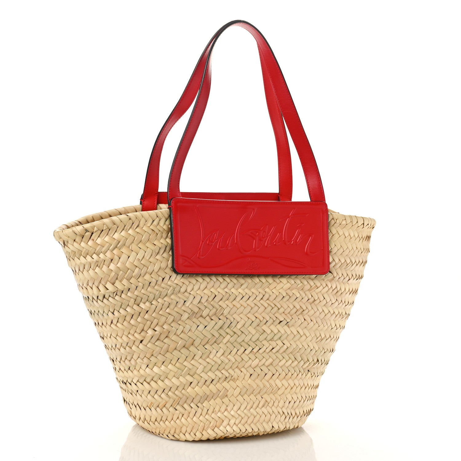 Christian Louboutin Woven Straw Loubishore Tote Red 3 of 10