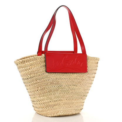 Christian Louboutin Woven Straw Loubishore Tote Red 3 of 10