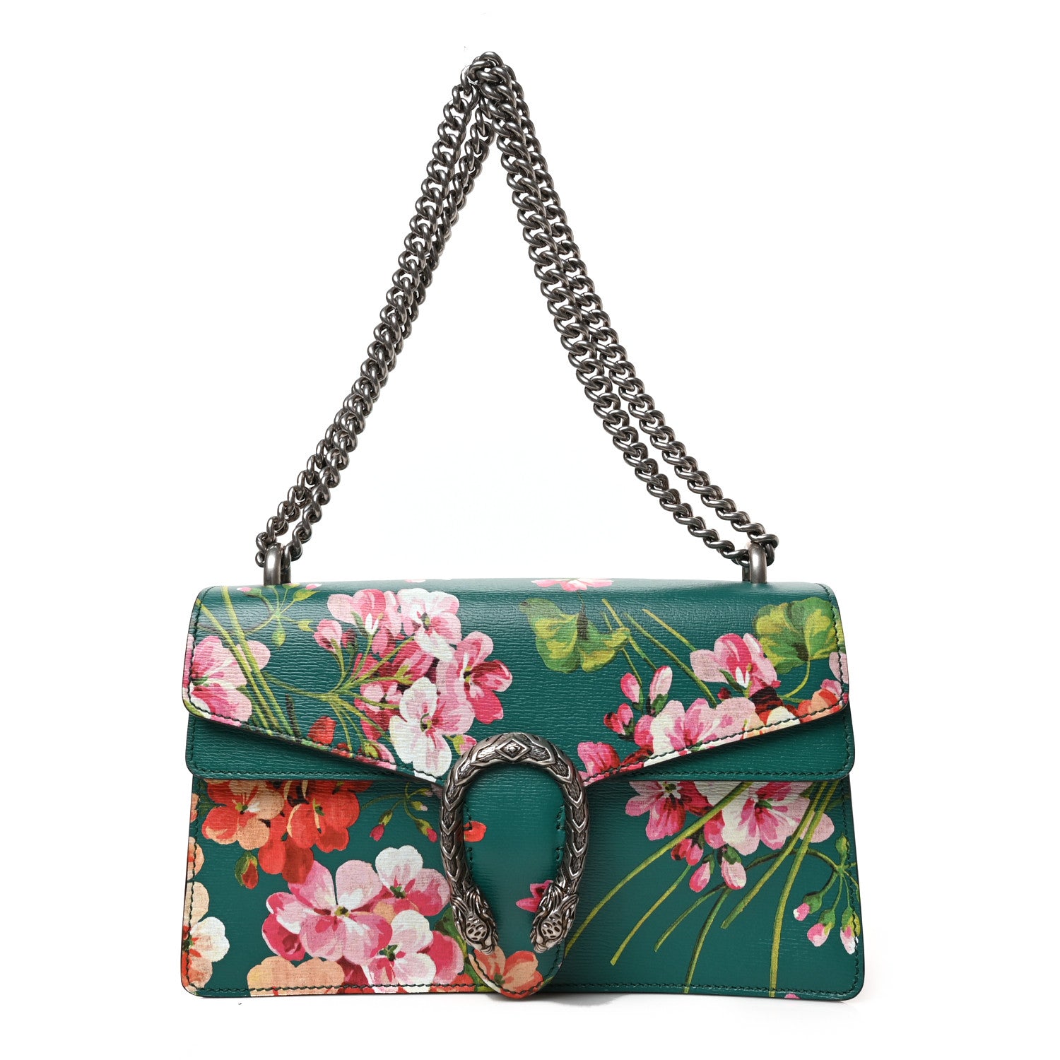 Gucci Calfskin Blooms Print Small Dionysus Shoulder Bag Bright Emerald Multicolor 1 of 9