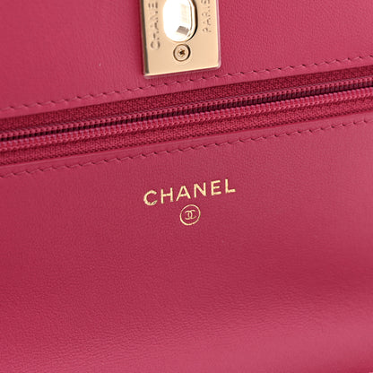 Chanel Lambskin Chevron Quilted Trendy CC Wallet On Chain WOC Pink 6 of 11
