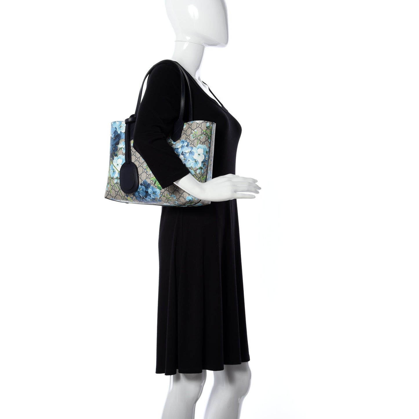 GG Supreme Monogram Blooms Small Reversible Tote Beige Blue Navy