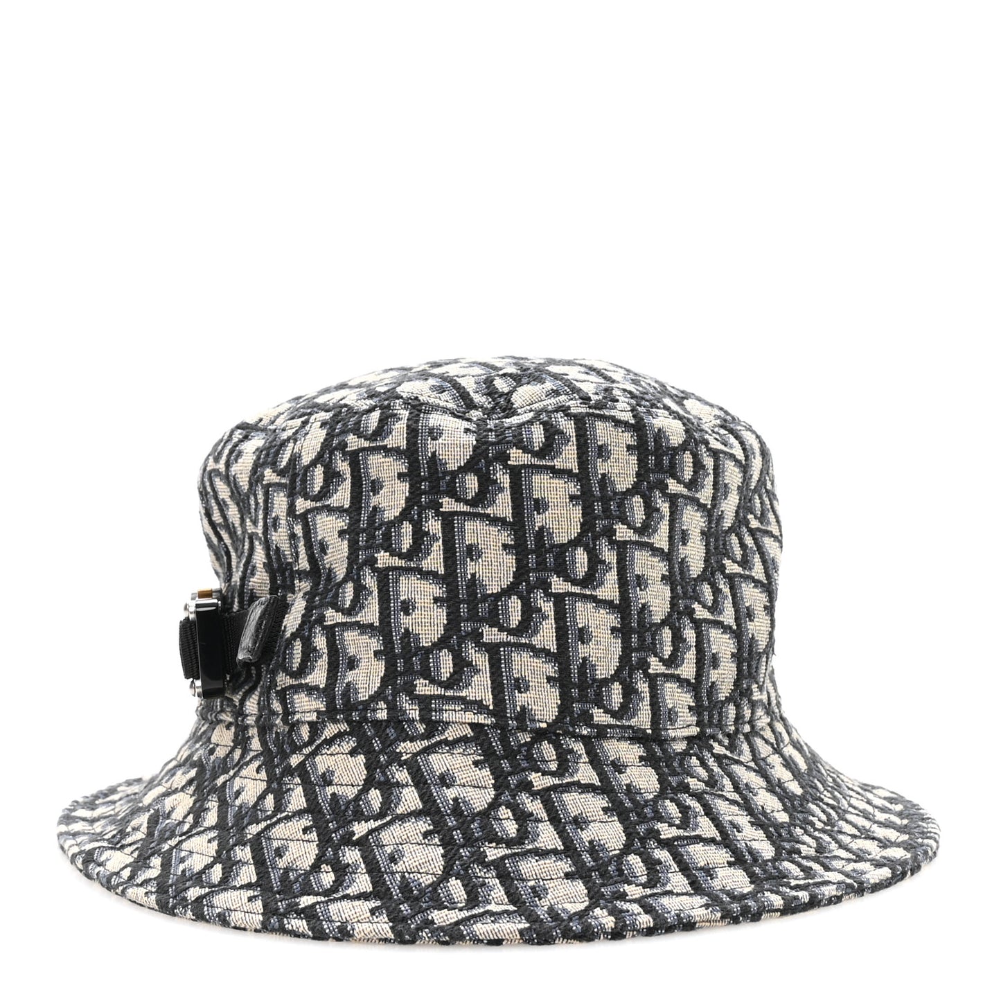 Jacquard Oblique Buckle Bucket Hat 60 Navy Blue Beige