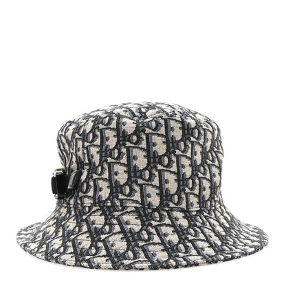 Christian Dior Jacquard Oblique Buckle Bucket Hat 60 Navy Blue Beige 6 of 9