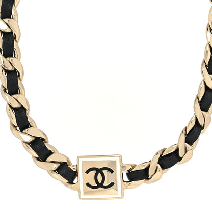 Chanel Metal Lambskin CC Square Choker Gold Black White 1 of 5