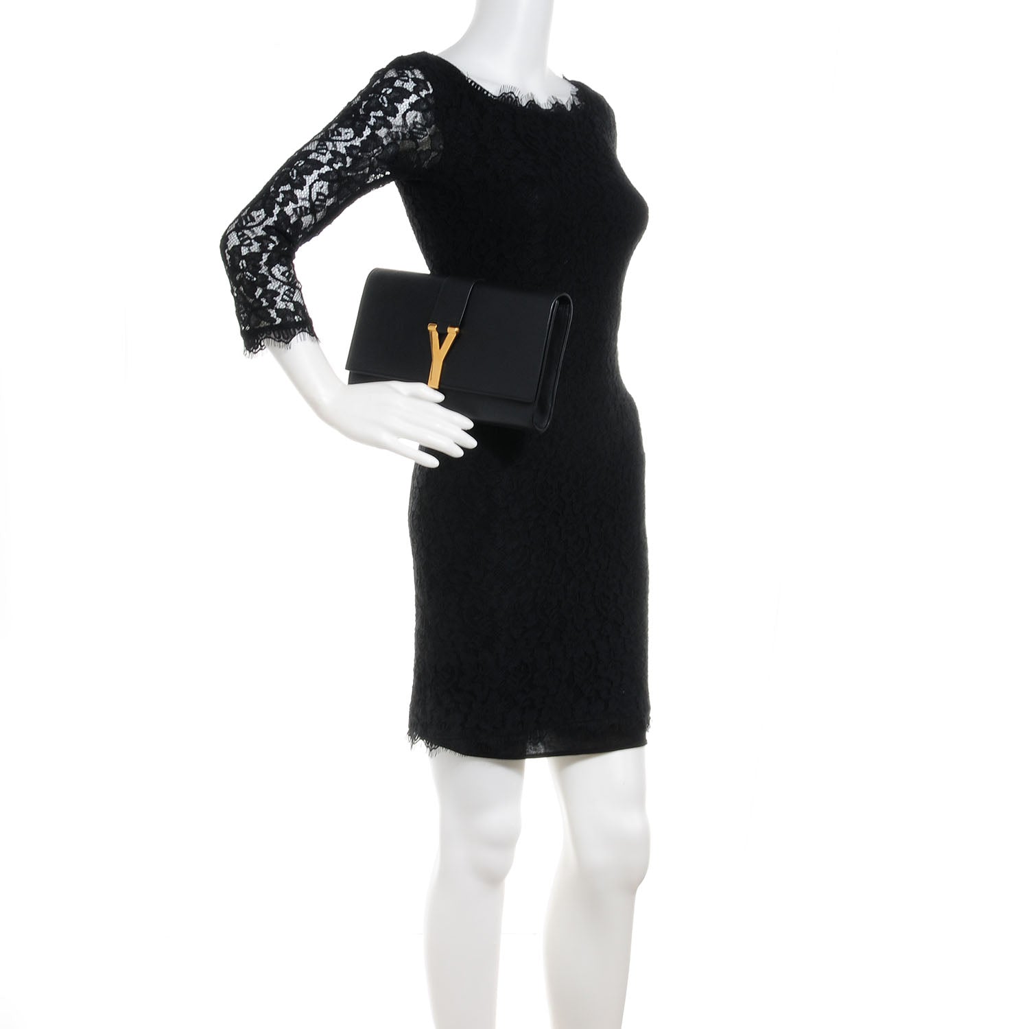 Saint Laurent Calfskin Classic Y Clutch Black 2 of 8