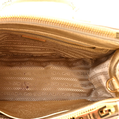Prada Satin Crystal Mini Galleria Double Zip Tote Platino 5 of 10