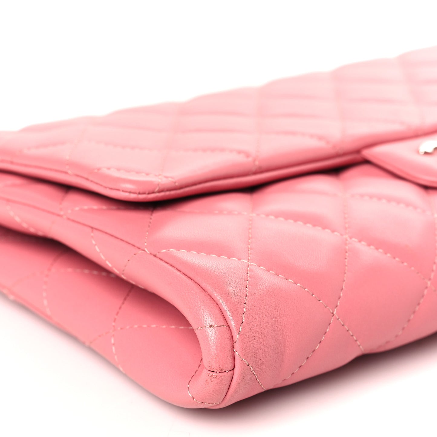 Lambskin Quilted Clutch with Chain Flap Pink