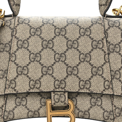 Balenciaga X GUCCI GG Supreme Monogram Small Hourglass Top Handle Bag Beige Ebony 7 of 9