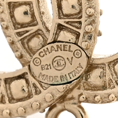 Chanel Crystal Pearl CC Drop Earrings Gold 4 of 5