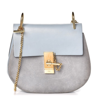 Chloe Suede Smooth Calfskin Drew Shoulder Bag Fresh Blue 1 of 10