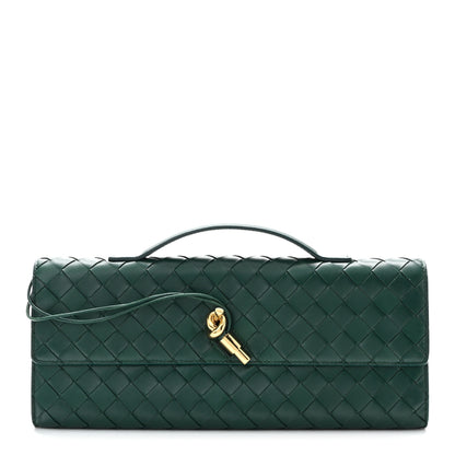 Bottega Veneta Nappa Intrecciato Long Andiamo Top Handle Clutch Emerald Green 1 of 7
