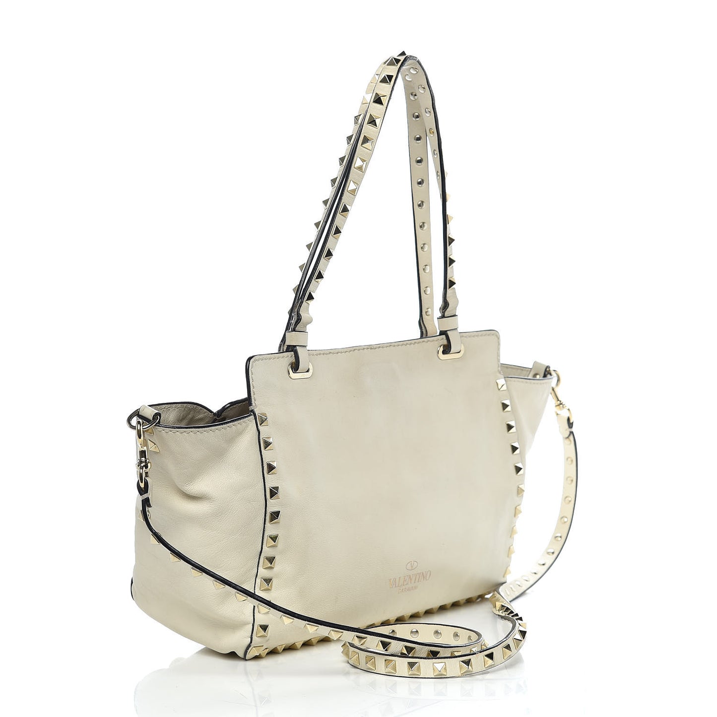 Vitello Small Rockstud Tote Ivory