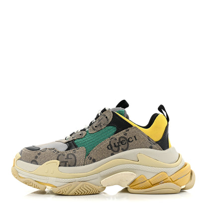 Balenciaga X GUCCI Maxi GG Supreme Monogram Womens Triple S Sneakers 38 Beige Ebony Black Green 1 of 12