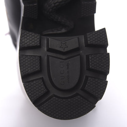 Gucci Calfskin Embroidered Lace Up Combat Ankle Boots 36 Black 6 of 10