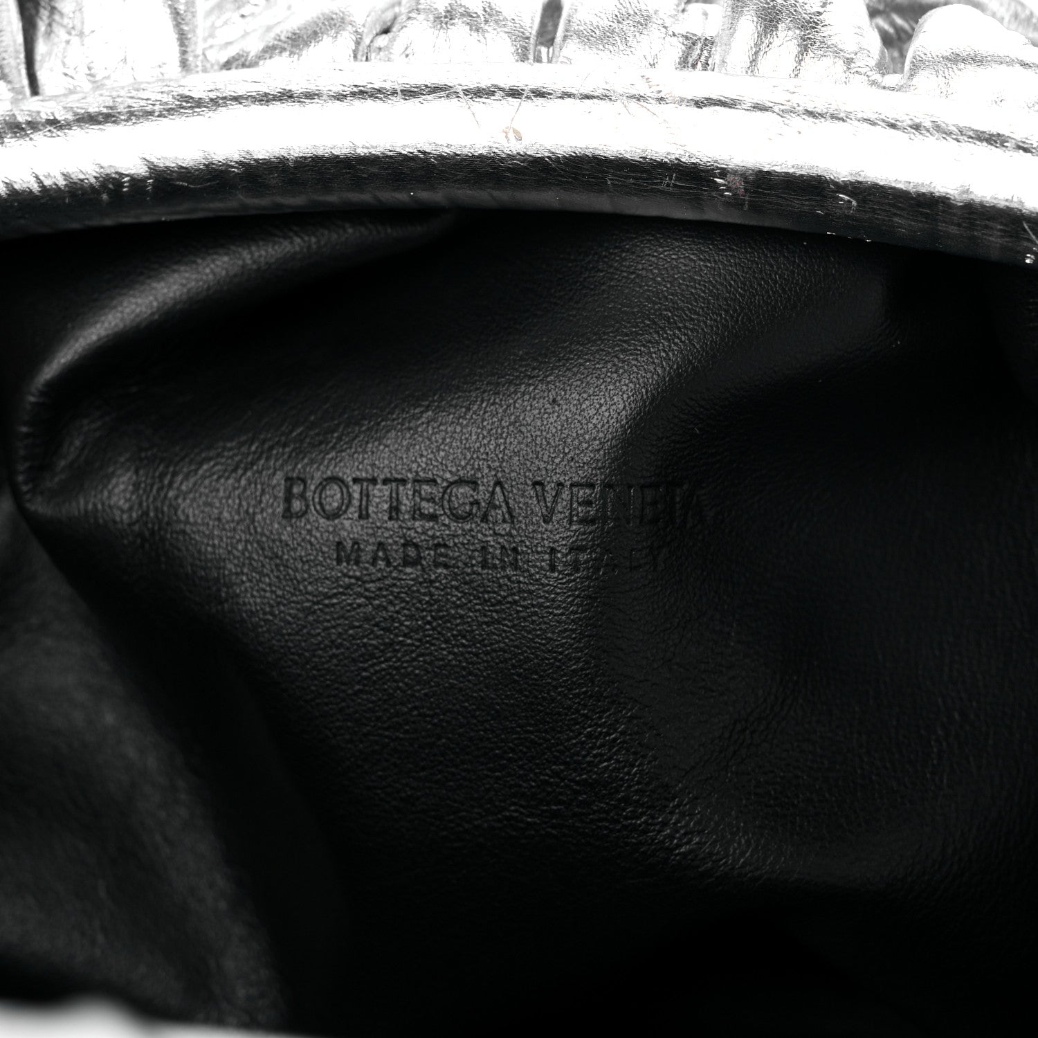 Bottega Veneta Metallic Bark Calfskin Embossed The Pouch Oversized Clutch Silver 5 of 10