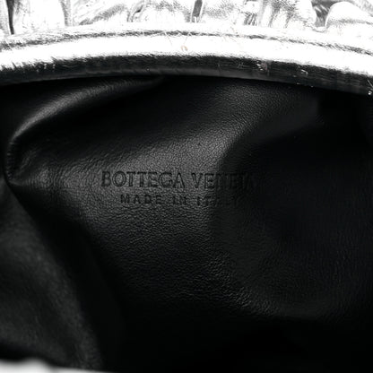 Bottega Veneta Metallic Bark Calfskin Embossed The Pouch Oversized Clutch Silver 5 of 10