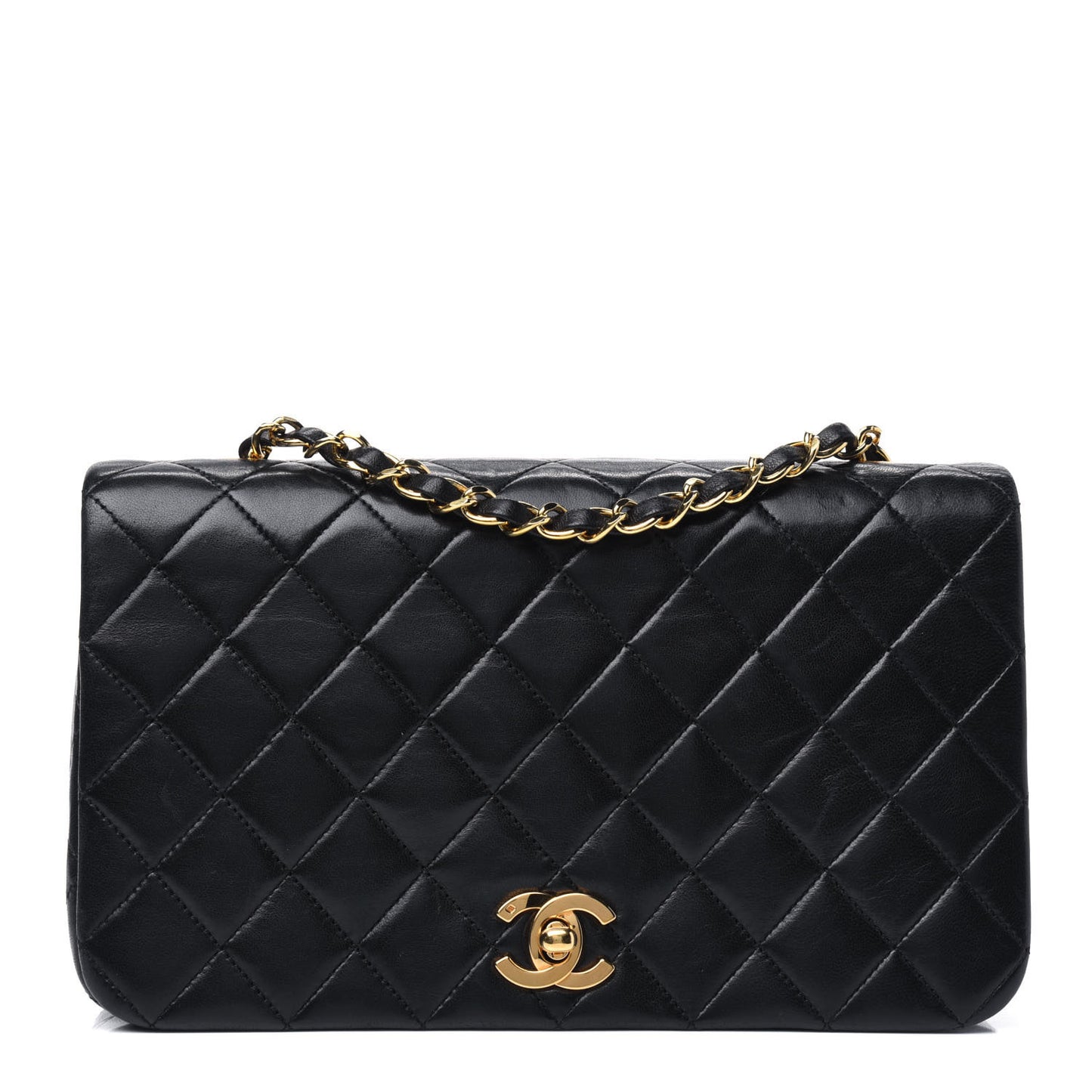 Lambskin Quilted Medium Single Flap Black