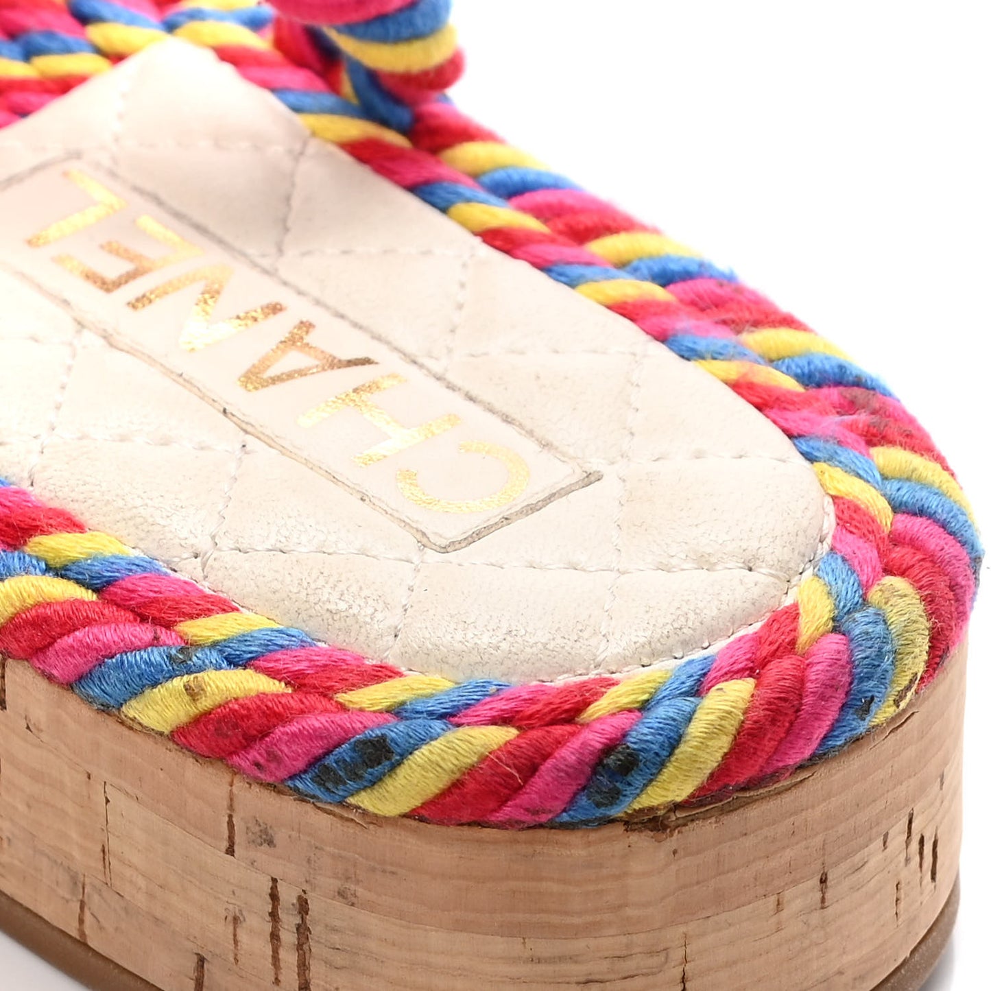 Cord Lambskin Quilted Logo Sandals 37 Multicolor